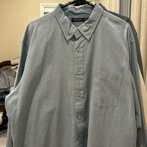 Nautica Long Sleeve Button Down Shirt, Color - Light Blue Fit XXL